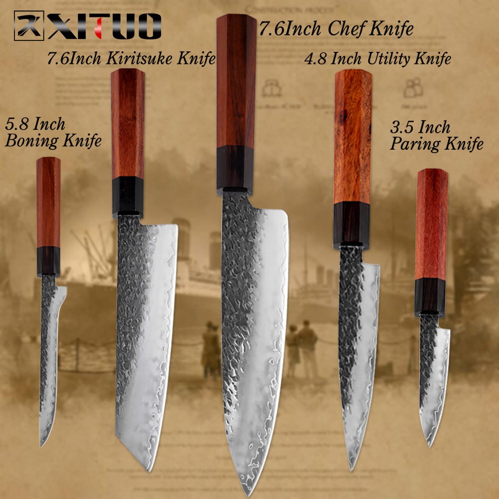 Hand-Forged 3-Layer Steel Chef Knife That Resists Rust
