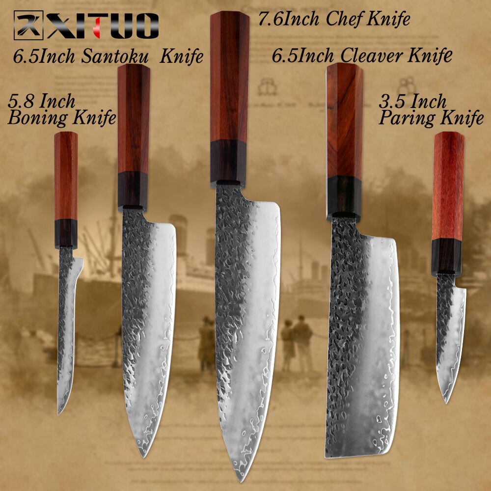 Hand-Forged 3-Layer Steel Chef Knife That Resists Rust