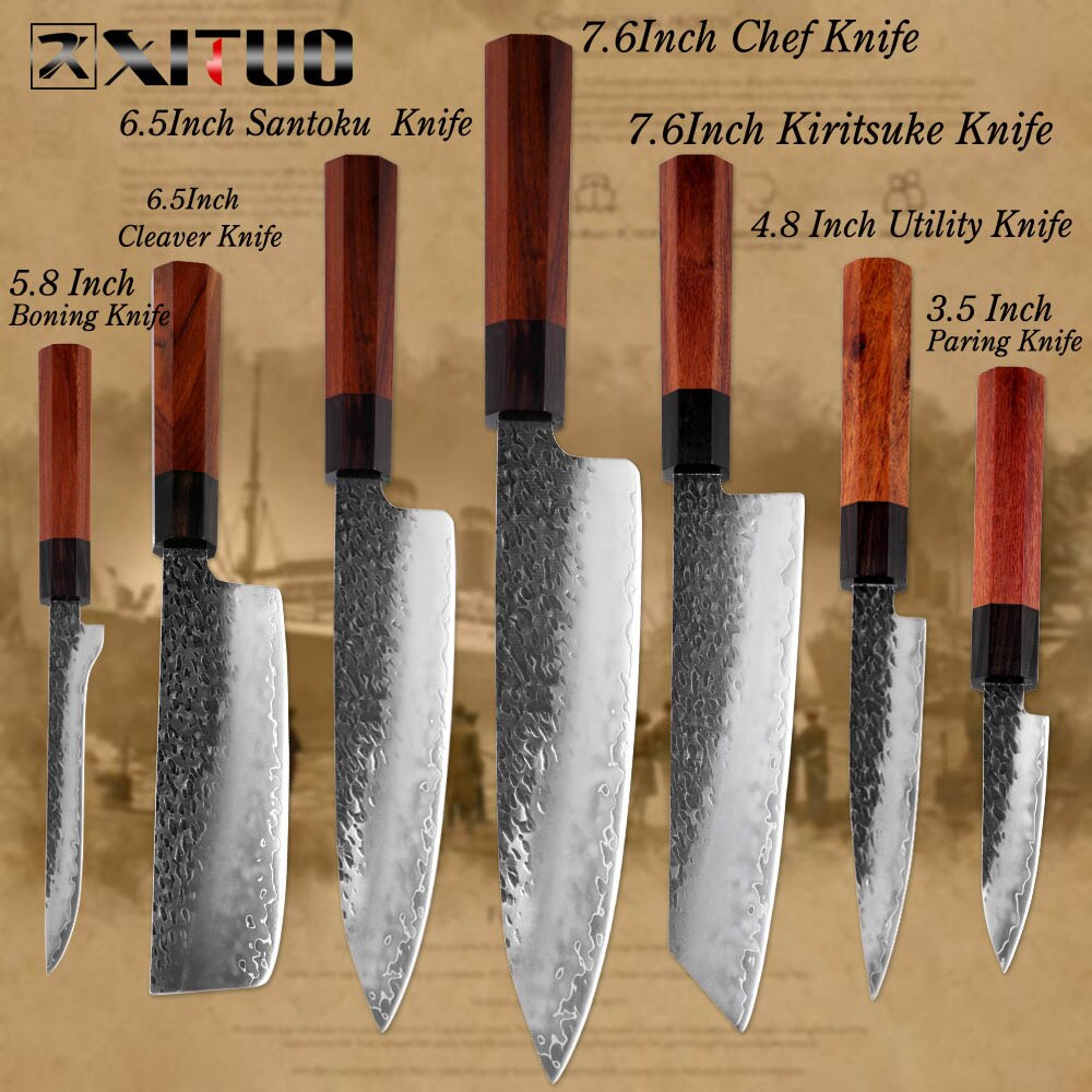 Hand-Forged 3-Layer Steel Chef Knife That Resists Rust