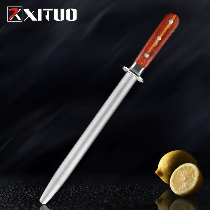 Alloy Steel Knife Sharpening Rod with Rosewood Handle