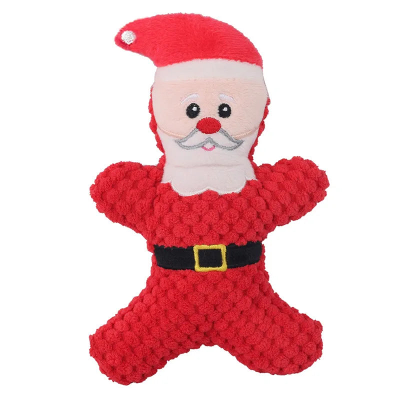 Christmas Dog Plush Toys, 4-Piece Squeaky Toy Set
