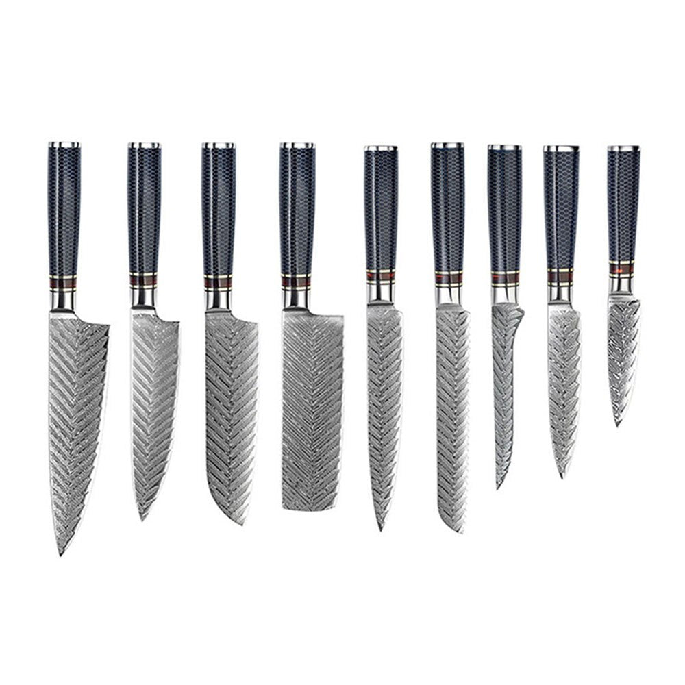 67-Layer Damascus Chef Knife Set, 9 Pcs VG10 Steel