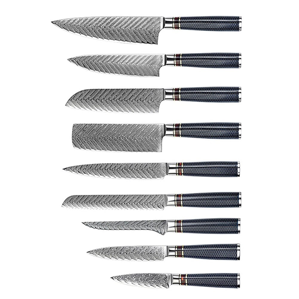 67-Layer Damascus Chef Knife Set, 9 Pcs VG10 Steel