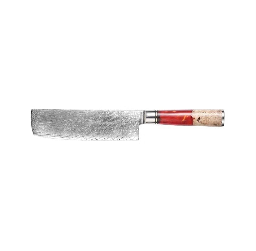8-Piece Damascus Kitchen Knife Set with Blue Resin Handles
