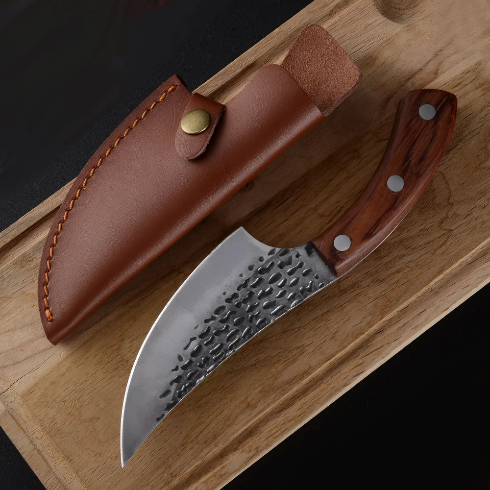 Full Tang Forged Boning Knife 5.5 Inch with Leather Sheath