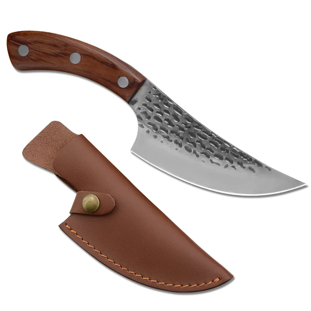 Full Tang Forged Boning Knife 5.5 Inch with Leather Sheath