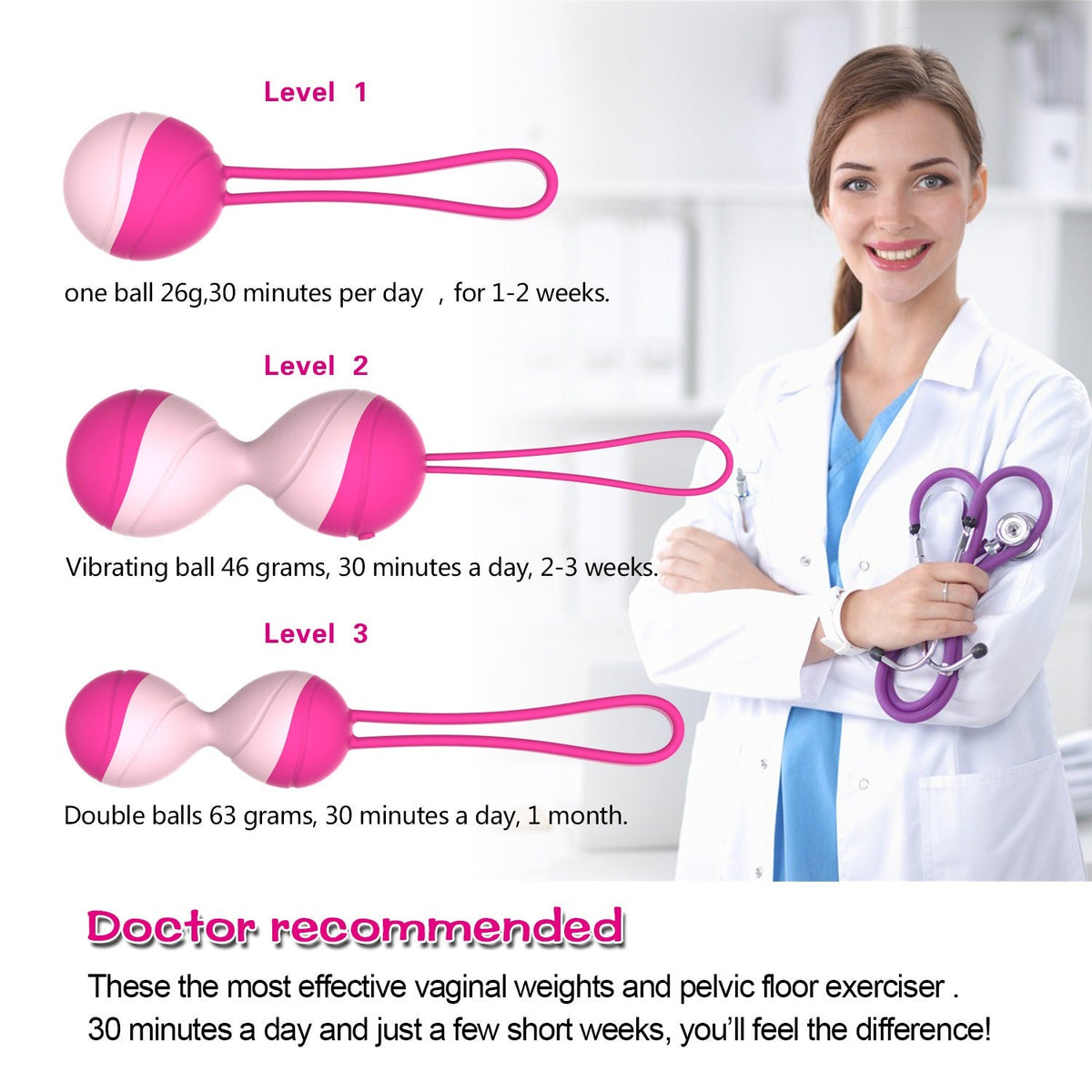 Kegel Exercise Balls for Graduated Pelvic Floor Training
