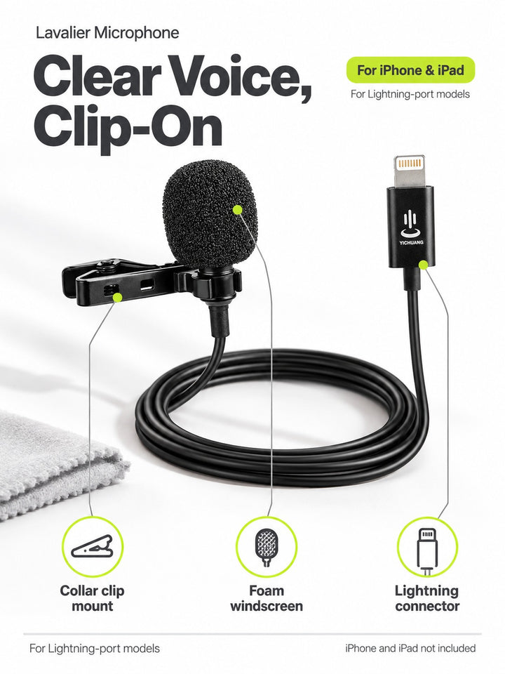 Lavalier Microphone for iPhone and iPad Video Recording
