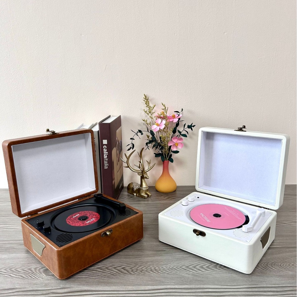 Retro CD Player with Bluetooth Speaker Suitcase Design