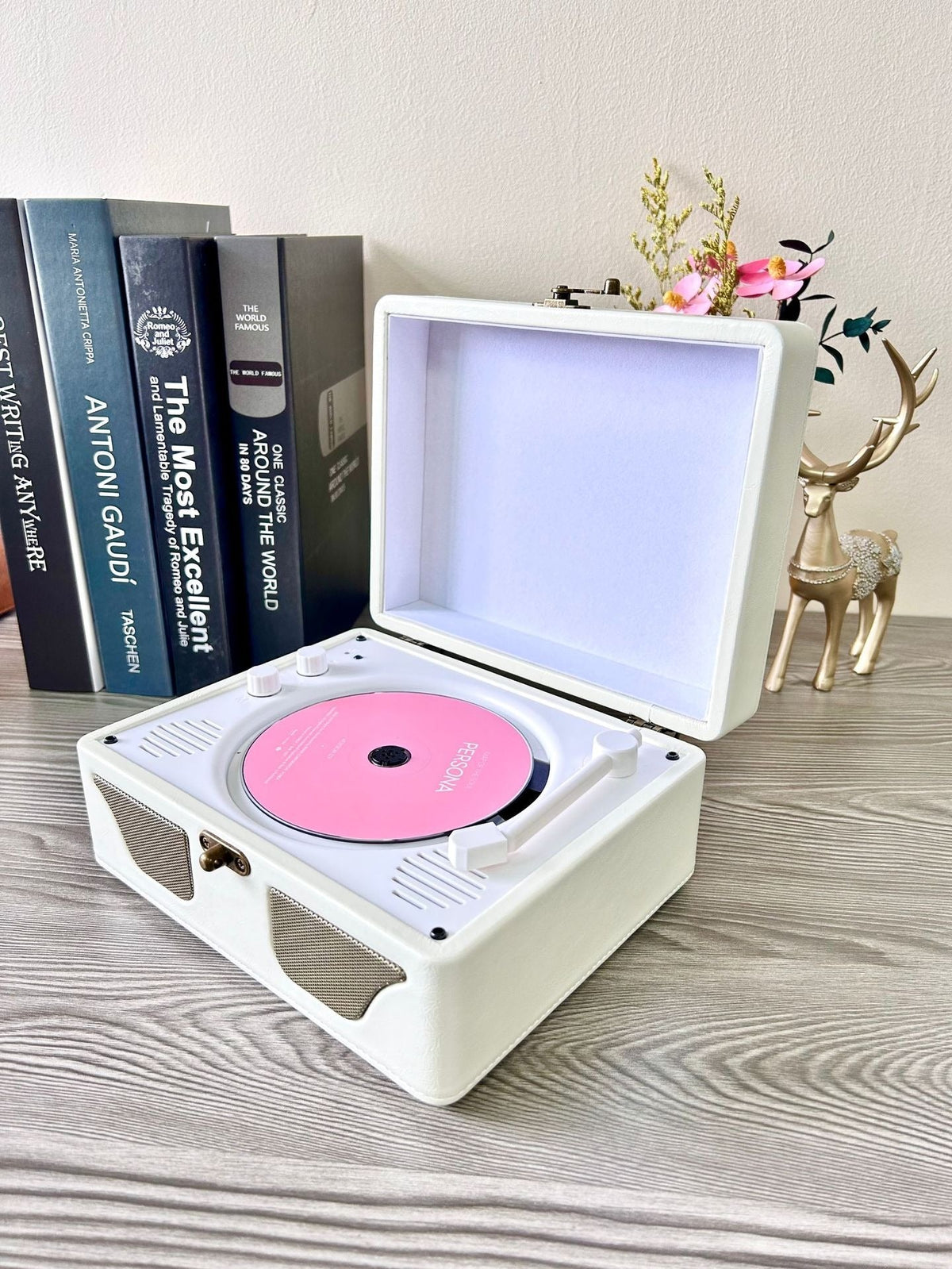 Retro CD Player with Bluetooth Speaker Suitcase Design