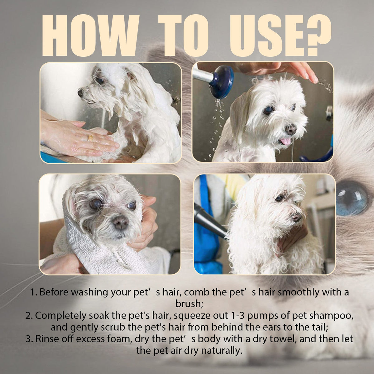 Gentle Pet Shampoo for Smooth, Shiny, Tangle-Free Fur