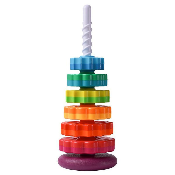 Rainbow Spinning Stacking Tower Toy for Toddler Play