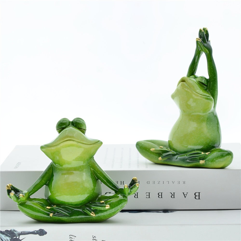Yoga Frog Couple Ornaments for Playful Peaceful Decor