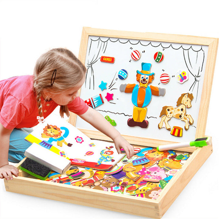 Magnetic Animal Puzzle Drawing Board for Creative Play