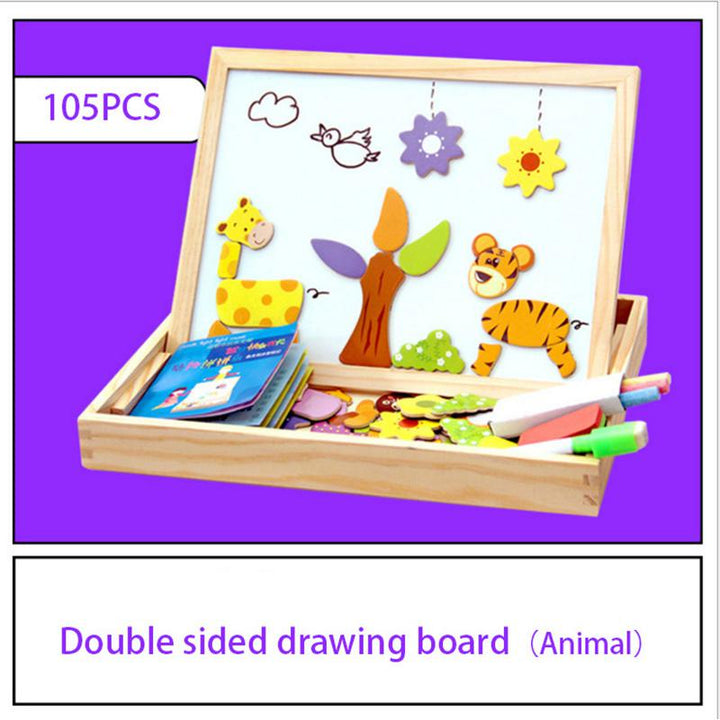 Magnetic Animal Puzzle Drawing Board for Creative Play