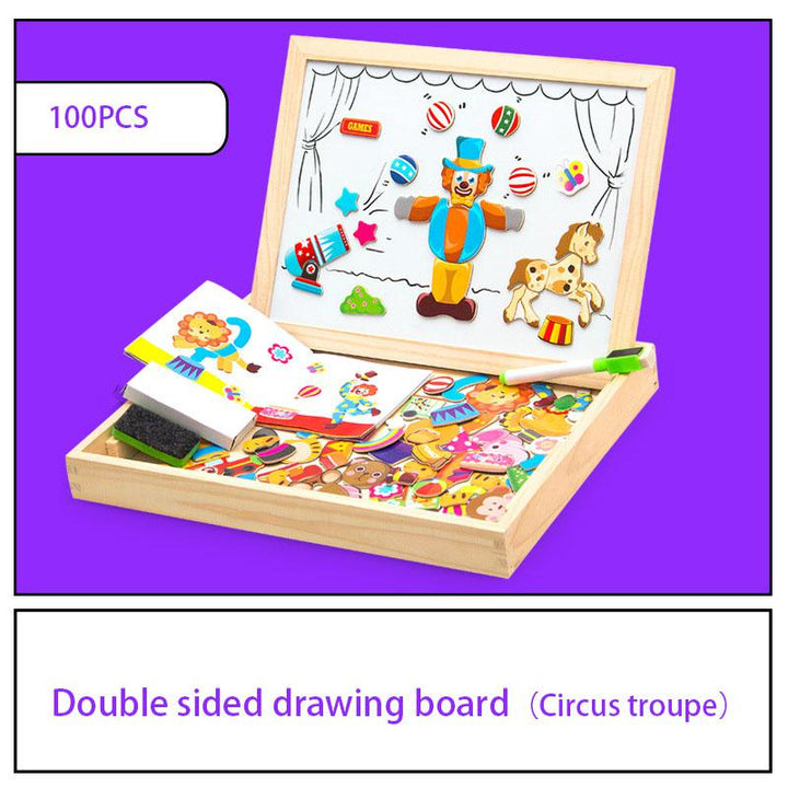 Magnetic Animal Puzzle Drawing Board for Creative Play