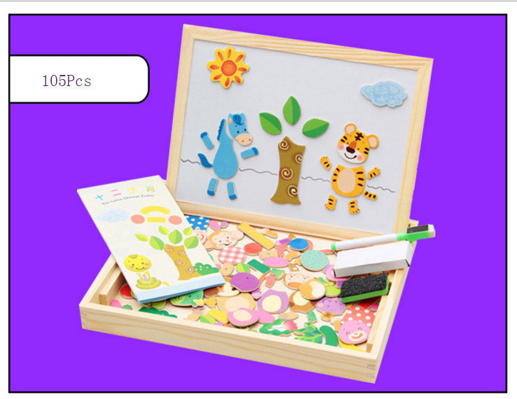 Magnetic Animal Puzzle Drawing Board for Creative Play