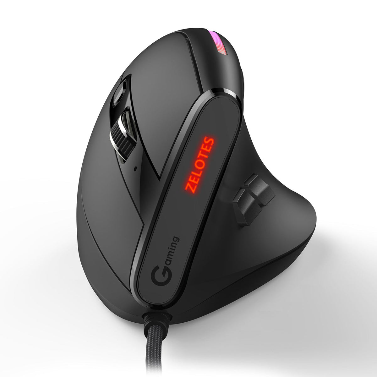 Vertical Ergonomic Gaming Mouse with RGB Light Strip