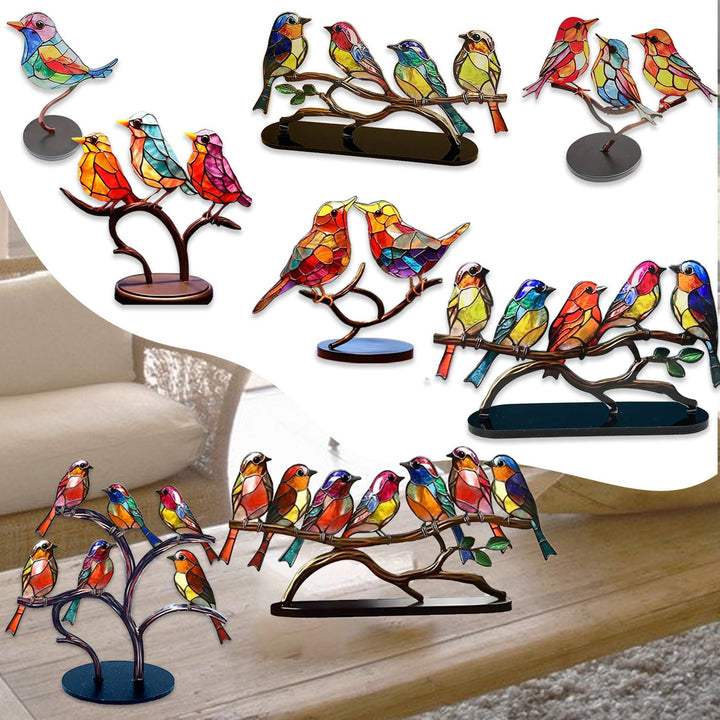 Bird Sculpture Decor – Colorful Nature Tabletop Accent