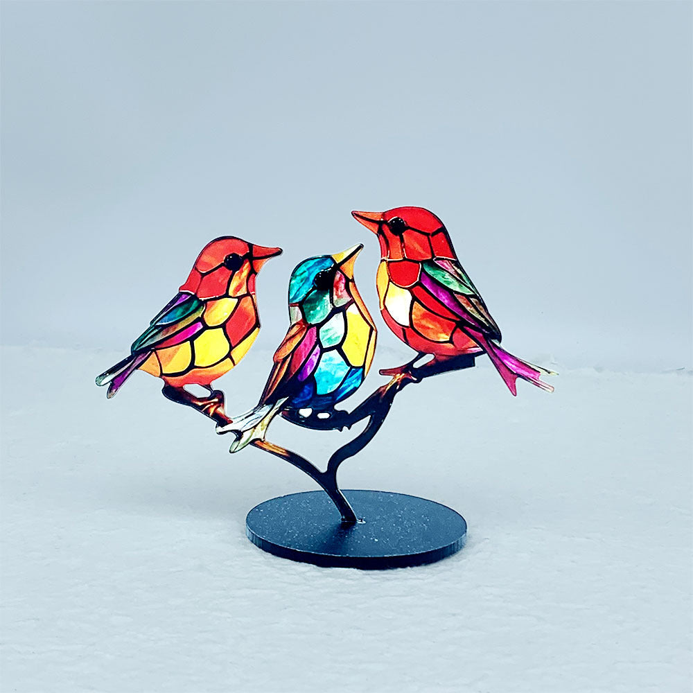 Bird Sculpture Decor – Colorful Nature Tabletop Accent