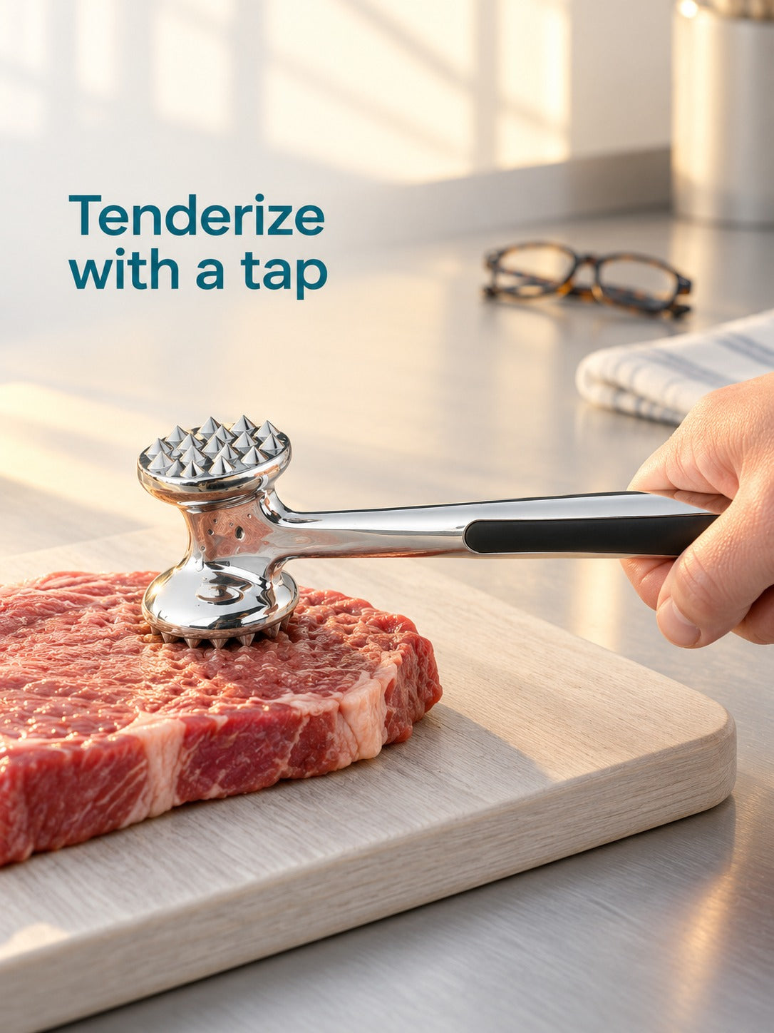 Zinc Alloy Meat Tenderizer Mallet for Steak & Pork